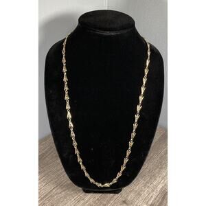 Vintage 70's BIAGI Gold Tone V Link Necklace 30” Signed